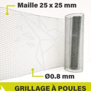 GRIL GALVA 1MX5M HEXA 25MM - POULAILLER