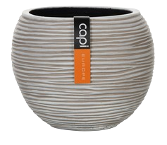 VASE BOULE RIB 11X9 IVOIRE - CAP