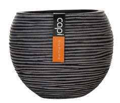 VASE BOULE RIB 21X19 NOIR - CAP