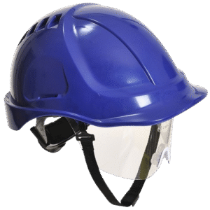CASQUE CHANTIER VISIERE BLEU - POR